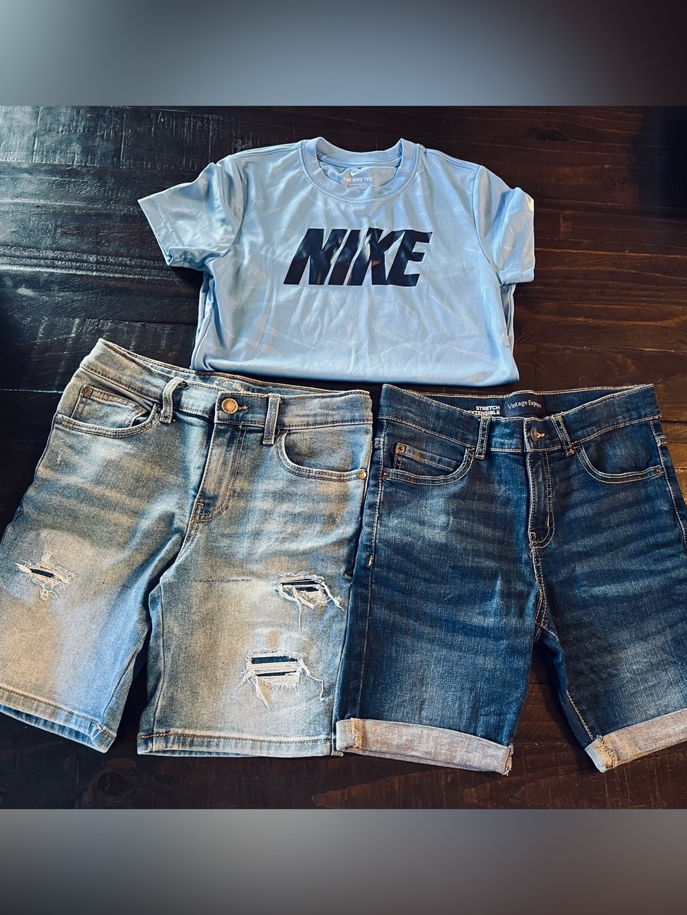 Nike Shirt & Jean Shorts 3 Piece Bundle